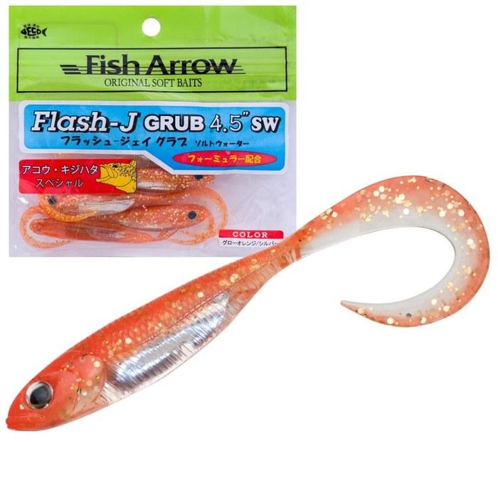 Fish Arrow Flash J Grub 4.5SW #121 Glow Orange/S 4.5 inch