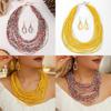 Glass Women Beaded Jewelry Set Multilayer Circular Design For Office Casual Use