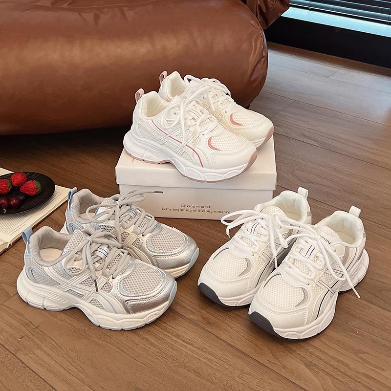 Summer breathable mesh thick-soled dad shoes women's 2025 new popular versatile lightweight soft-soled casual sports shoes