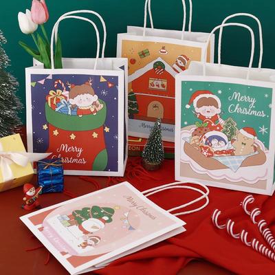 Niedliche Weihnachts-Cartoon-Tragetasche & Geschenktasche für kleine Mädchen
