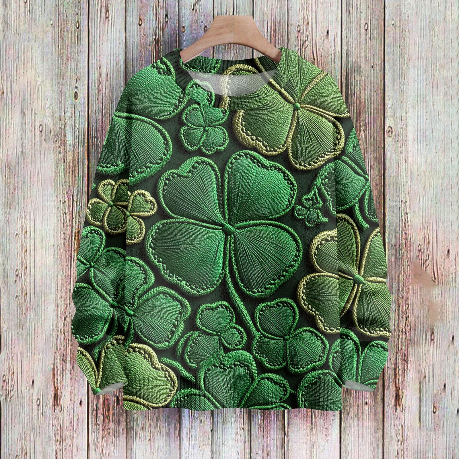 

Женская мода вскользь с длинным рукавом St. Верх из шерстяного трикотажного пуловера с принтом Патрика и круглым вырезом L армия зеленый