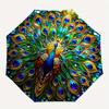 1pc Stained Glass Peacock Automatic Opening and Closing Umbrella - Suitable for Various Occasions, Outdoor Activities, Lightweight and Durable Automat