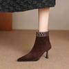 Fashion 2025 New Temperament Stiletto Short-thigh Boots Autumn New Pointed Toe Suede Rear Zipper Anti-slip Wear-resistant High Heels