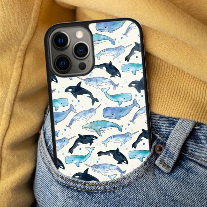 Orcas Whale Soft Phone Case for iPhone 17 Air 16e Pro Max 15 Pro 13 14 Plus 11 12 MagSafe Magnetic Coque