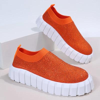 Mode 2024 Vår Nya Kvinnor Platåskor Svarta Strassfot Tjock Sula Sneakers Plus Size Damskor 43 Mode Sneakers