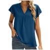 Women's Fashion Color Casual Short Sleeve Stitching V-Neck Shirt Top