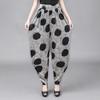 Original Vintage Ethnic Style Spring New Elastic High Waisted Haren Pants Women's Printed Dot Patchwork Pockets Casual Trousers