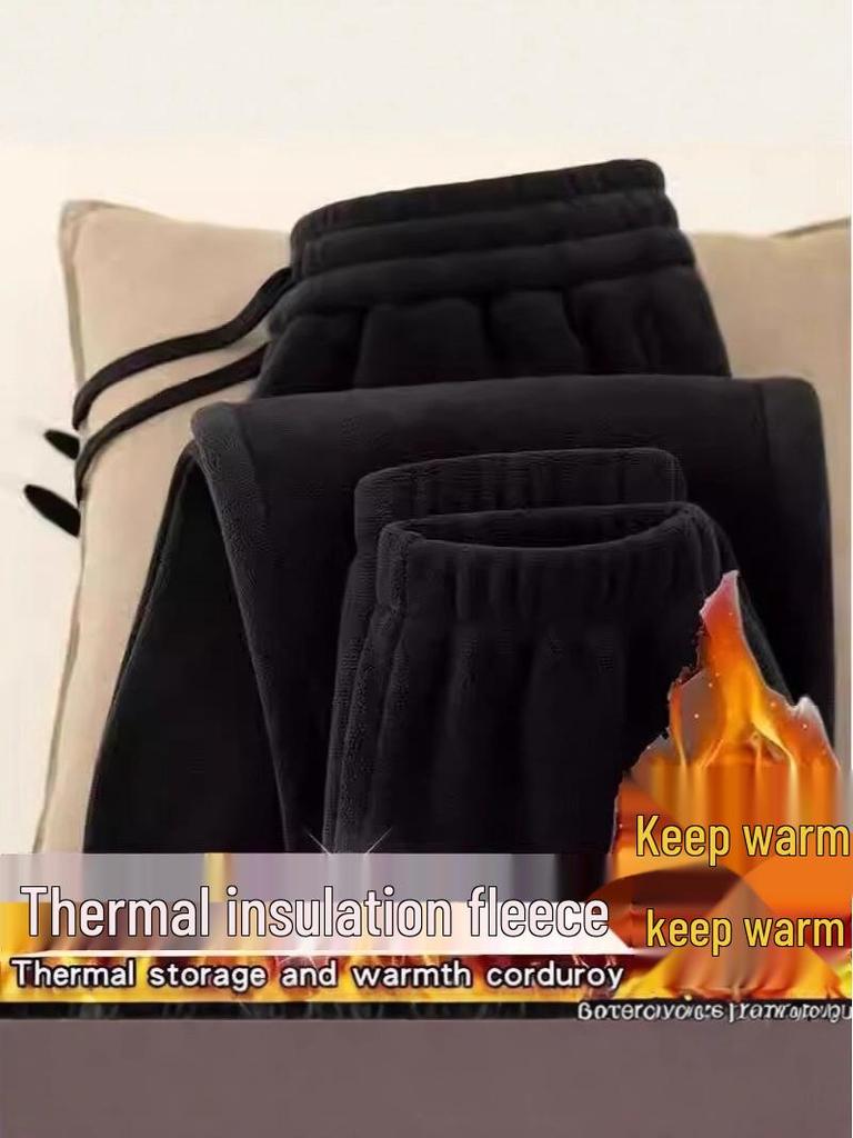 Children's Heavyweight Coral Fleece Joggers for Autumn/Winter - Plus Velvet, Thickened, Loose Fit for Boys, Warm Long Pants for Kids.