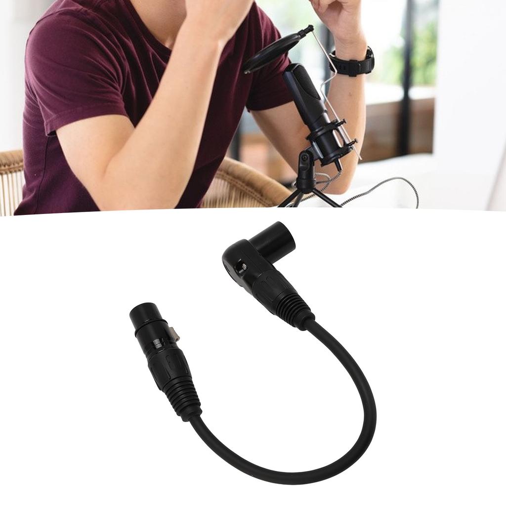 XLR Microphone Extension Cable Adapter 90 Degree XLR Male to Female 3 Pin Mic Cord for Speakers Stud