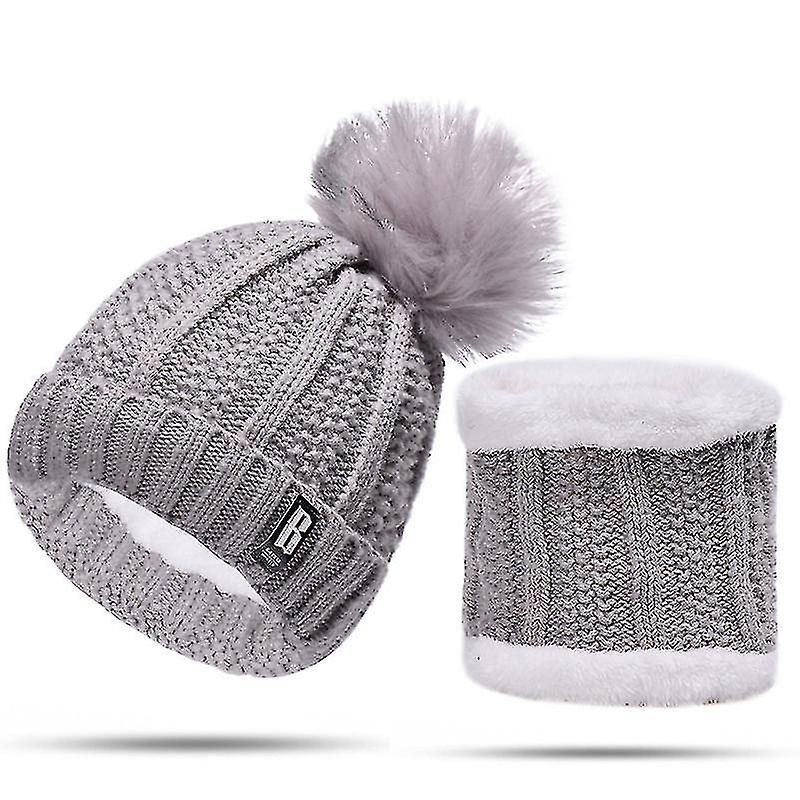 Zweiteiliges Winterset für Damen: Warmer Strickschal, Skimütze ohne Krempe, Outdoor-Sportmütze