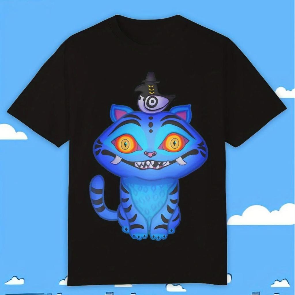 Vintage Derpy Tiger KPop Demon Hunters Print T-Shirt Anime Short Sleeve Tee Summer Girl Boy Shirt Casual Tops Crewneck Clothing
