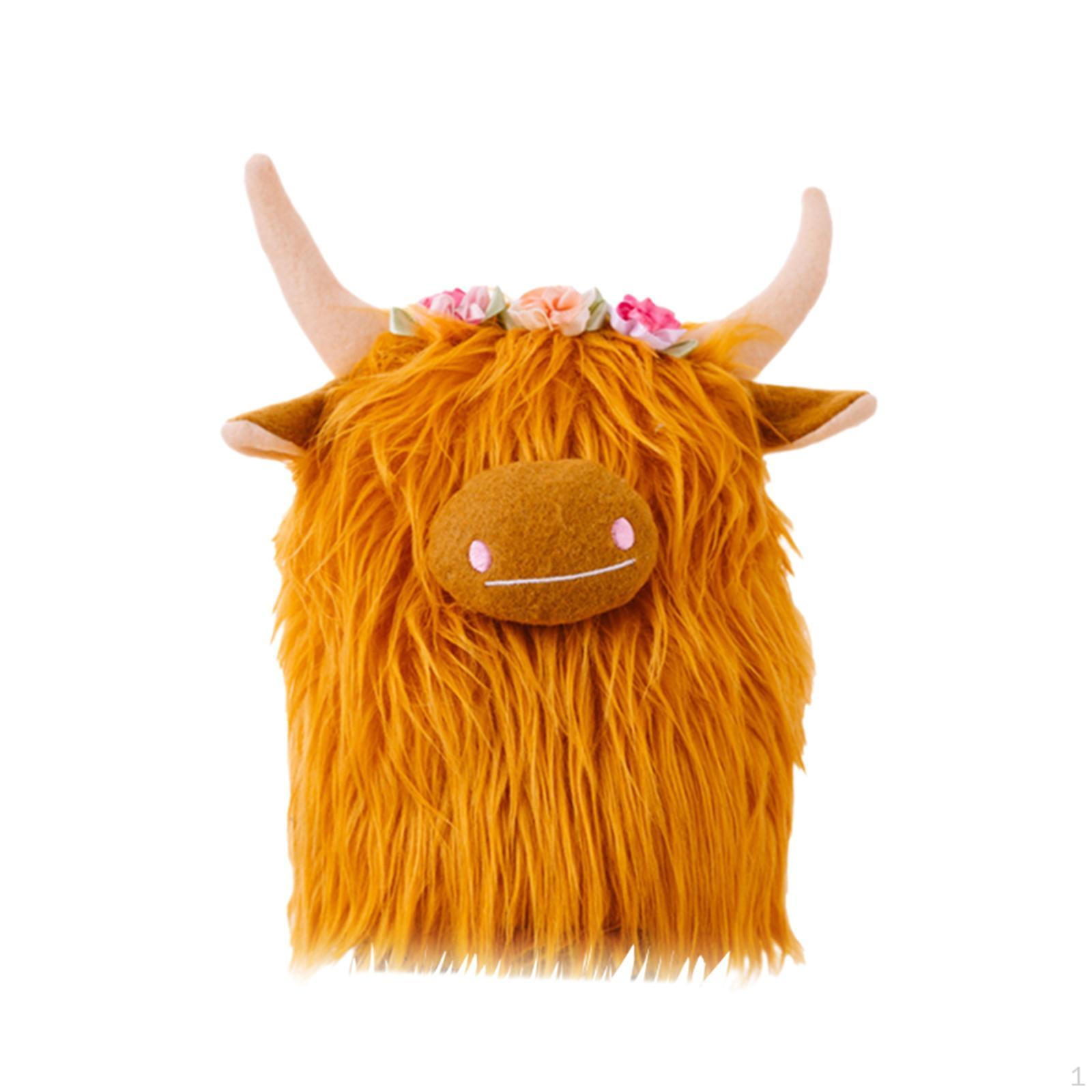 

Игрушка корова Хайленд для домашнего декора, кукла с длинной шерстью для гостиной жёлтый