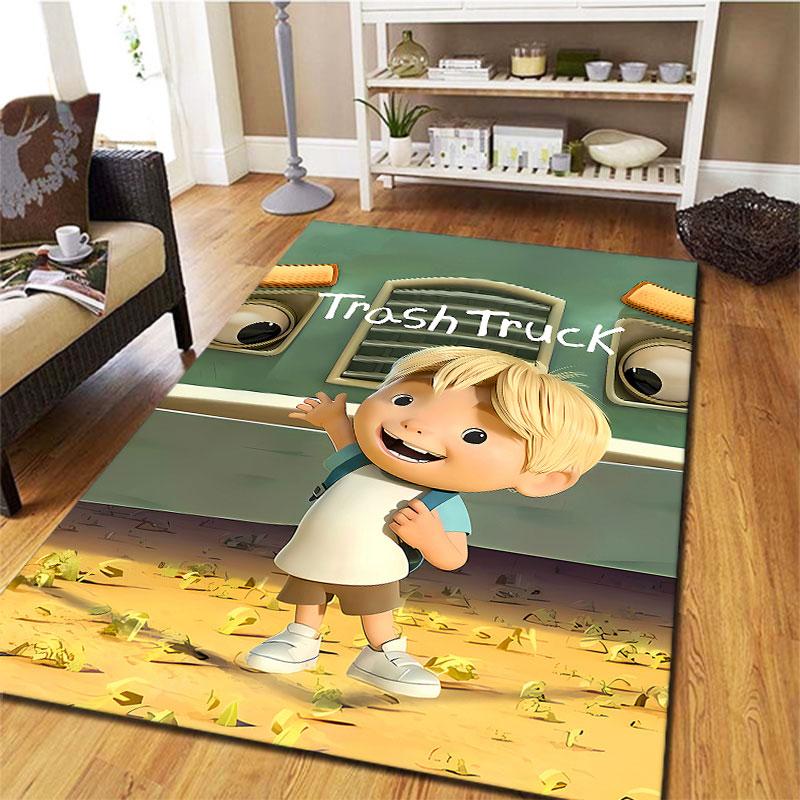 Trash Truck Carpet Rug for Living Room Bedroom Home Sofa Decoration,Kids Play Non-slip Floor Mat