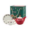 Christmas Ceramic Teapot Cup Teaware Set with Gift Box Gold Plated Handle Coffee Cup Saucer Spoon  Afternoon Tea Mug Xmas Gifts