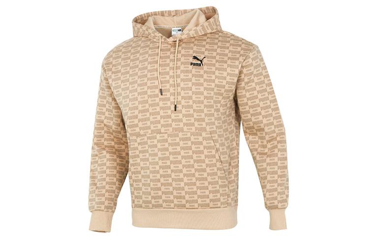 PUMA Luxe Aop Sweatshirts Men s Khaki Hooded Moderate Regular 534409-20 M