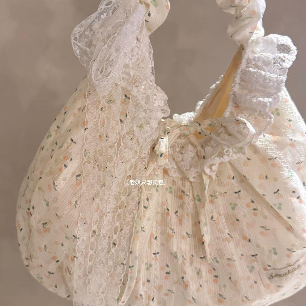 Lace Floral Bag - Large Capacity Pleated Commuter Single-shoulder Crossbody Bag
