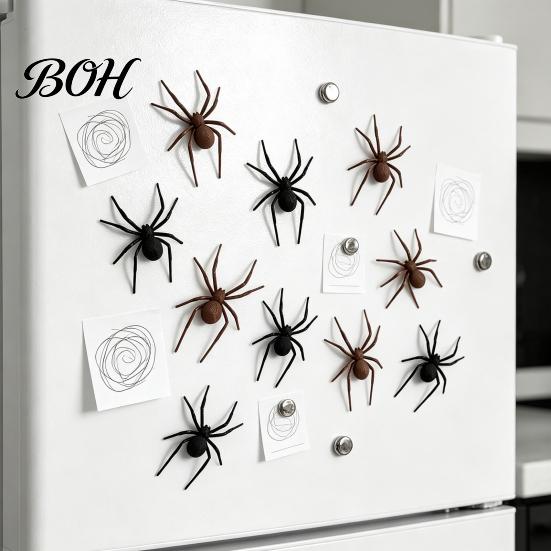 Garage Door Magnets 2/4/8Pcs 3D Spider Refrigerator Magnet, Lifelike Decorative Magnet for Metal Surface Spiders Surfaces, Creepy Magnetic Decor