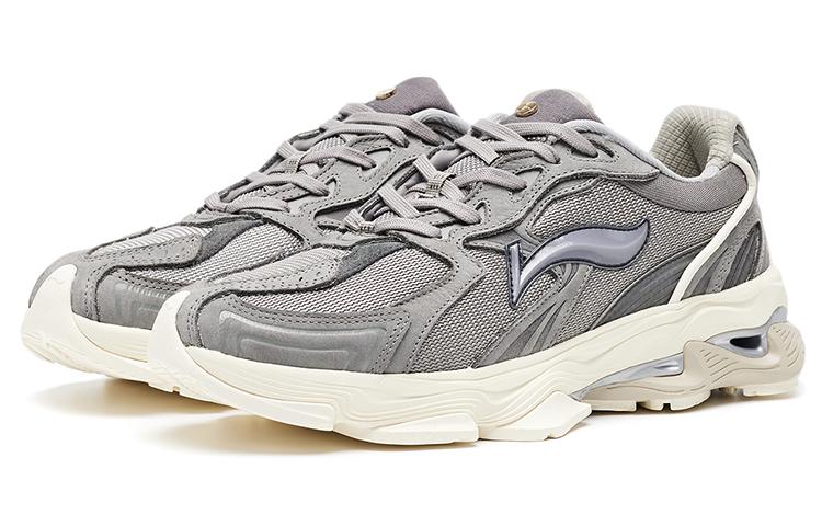 LI NING 1990 Suede Cushioning Slip Resistant Abrasion Resistant Low top Running Shoes Men's Haze Gray ALFR119-2