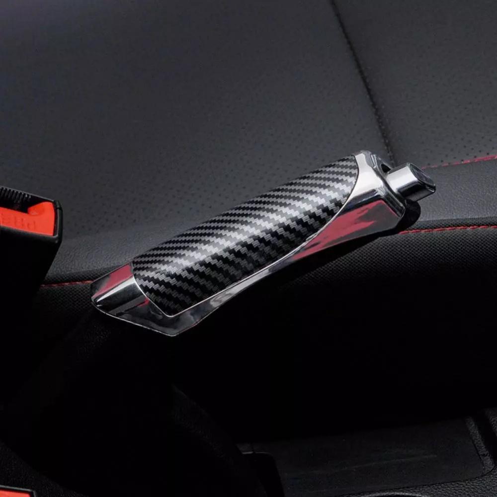 Carbon Fiber & Silver Color ABS Handbrake Cover Auto Handbrake Grip Protector