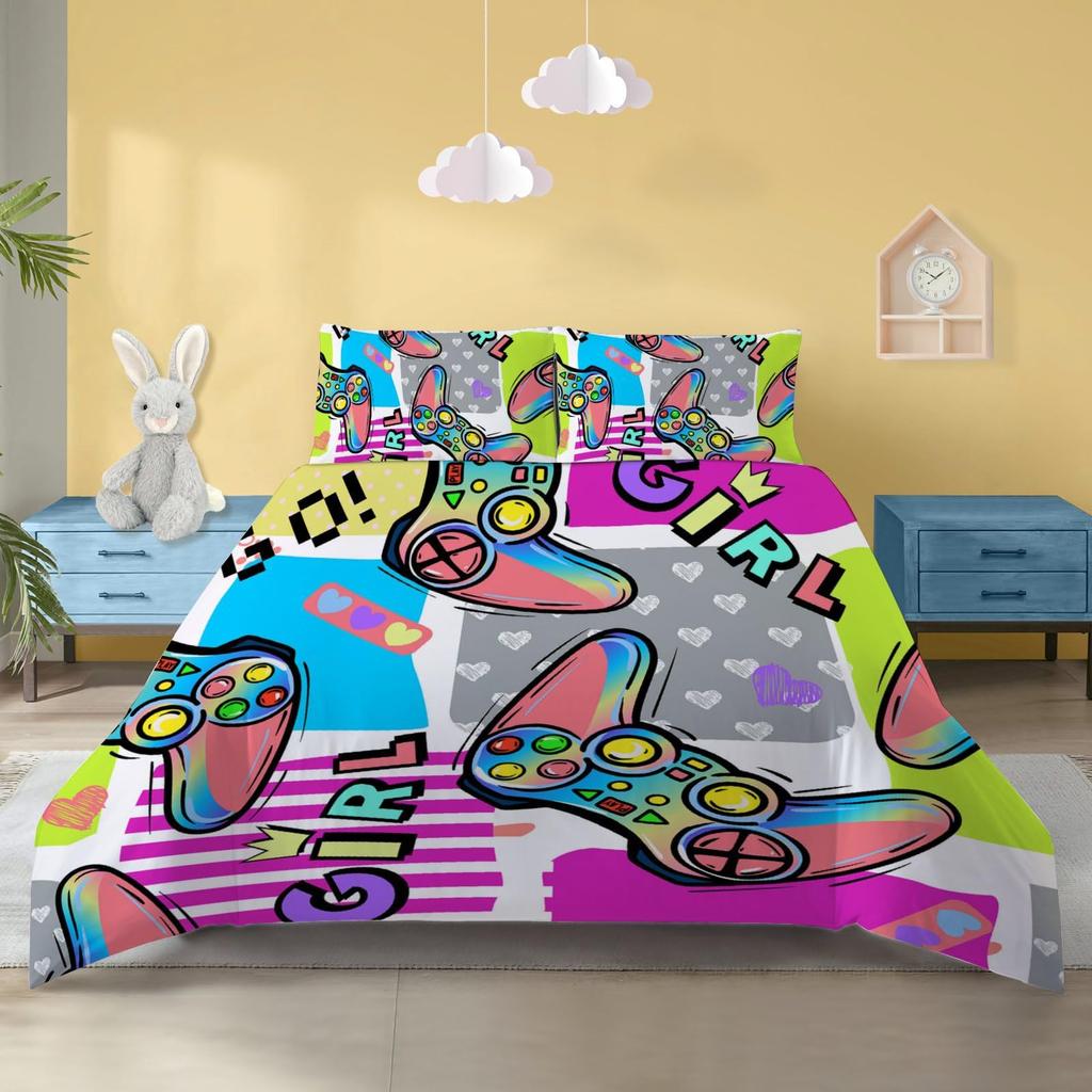 Red Gamepad 3D Digital Printing Three-Piece Bedding Quilt Cover