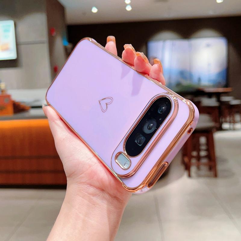 Capa brilhante com padrão de coração de amor para Google Pixel 9 Pro XL 8 Pro 8A 7A, capa de proteção de lente à prova de choque e macia de cor sólida
