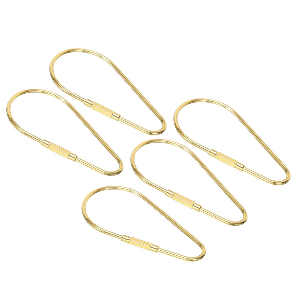 [PATIKIL] Brass Key Rings, Set of 5, 7mm Opening Screw Lock Clip Key Rings, Teardrop Shape Key Chain Clips for Keys