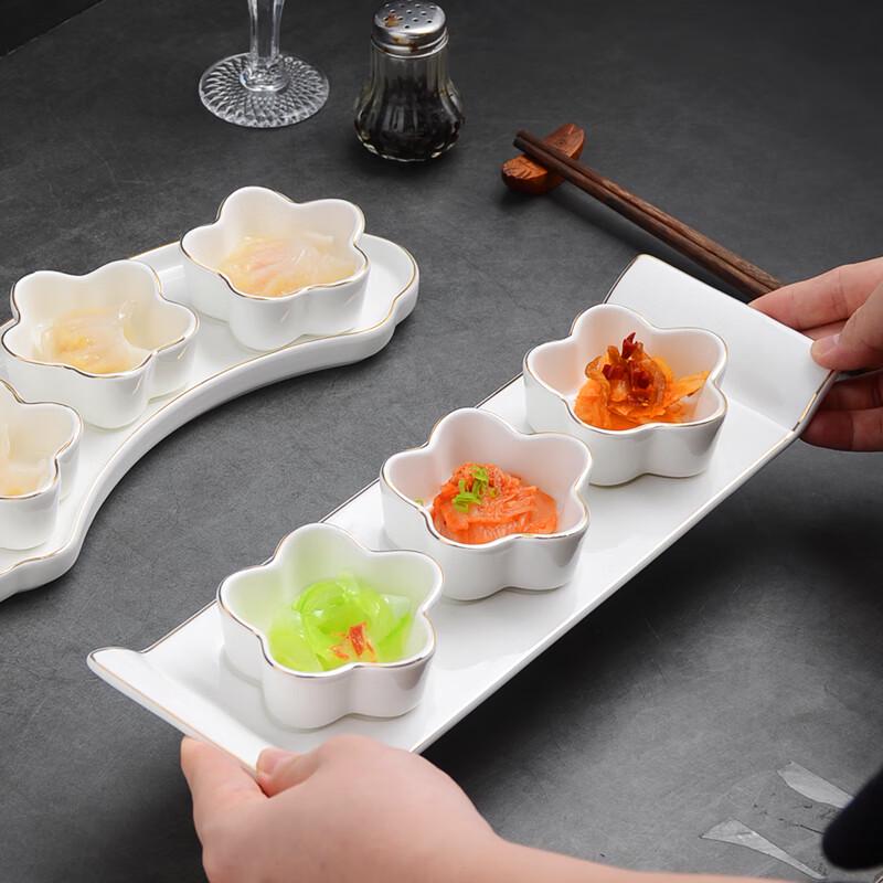 Ceramic Three-Compartment Dipping & Snack Dish