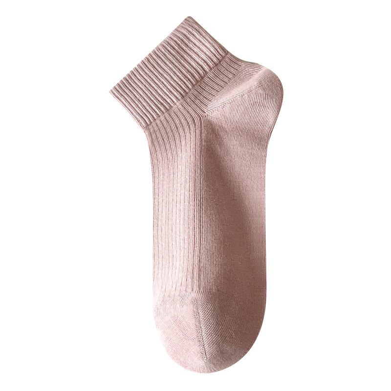 5 Pairs of Women's Spring and Summer Thin Breathable White Boneless Antibacterial and Deodorant Short Tube Cotton Socks