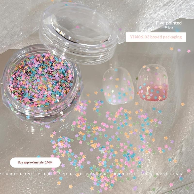 Macaron Nail Art Glitzer Pailletten Niedliche Stern Herz Formen Nageldekoration Für Zuhause DIY Nagelstudio Verwendung