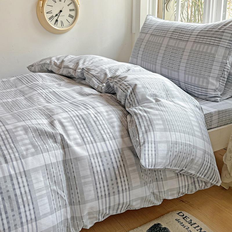 

Ins Style 40S Cotton Grid Printed Comforter Cover Single Cozy Duvet Cover for Student Adults Twin Queen Bedding for All Seasons 150x200cm Only Cover