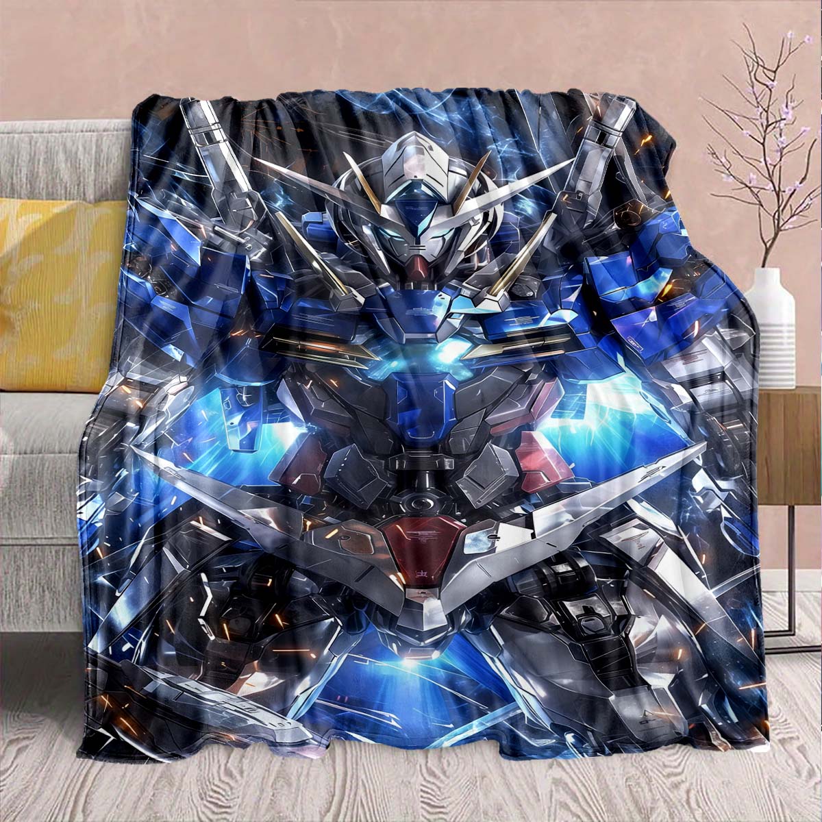 

Gundam Anime Flannel Blanket - Soft Warm Perfect for Sofa, Bedding Camping Travel Office Home Decor -QJY 75x90cm