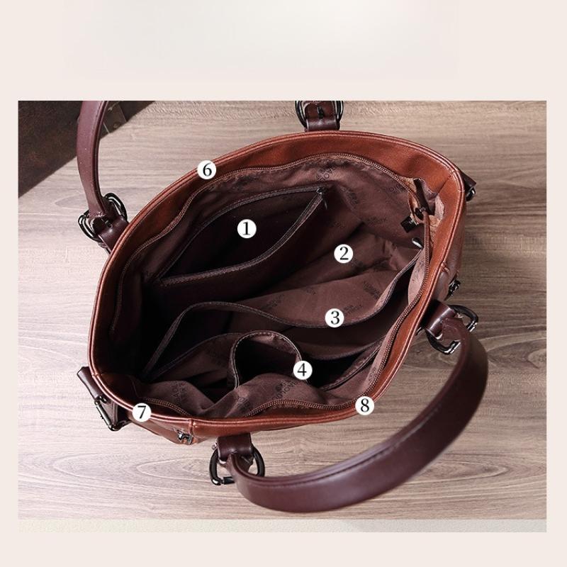 Luxe Handtas Dames Tote Bag Vintage Gewaxt Leer Schoudertas voor Werk Reizen Herfst Winter Nieuwe Mode Portemonnee