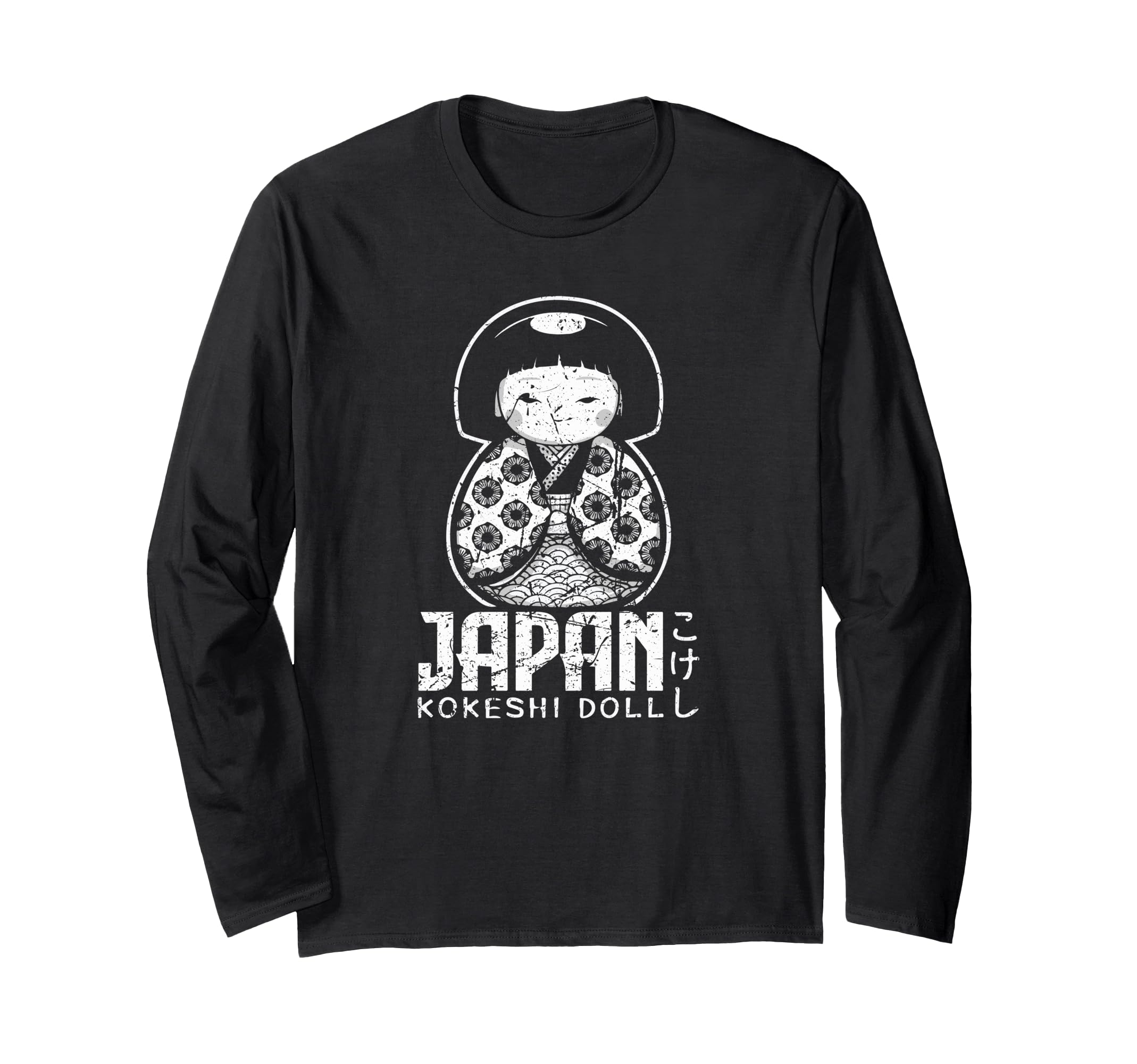 

Kokeshi Doll Japanese Kimono Aesthetic Cute Japanese Souvenir Long Sleeve T-Shirt чорний