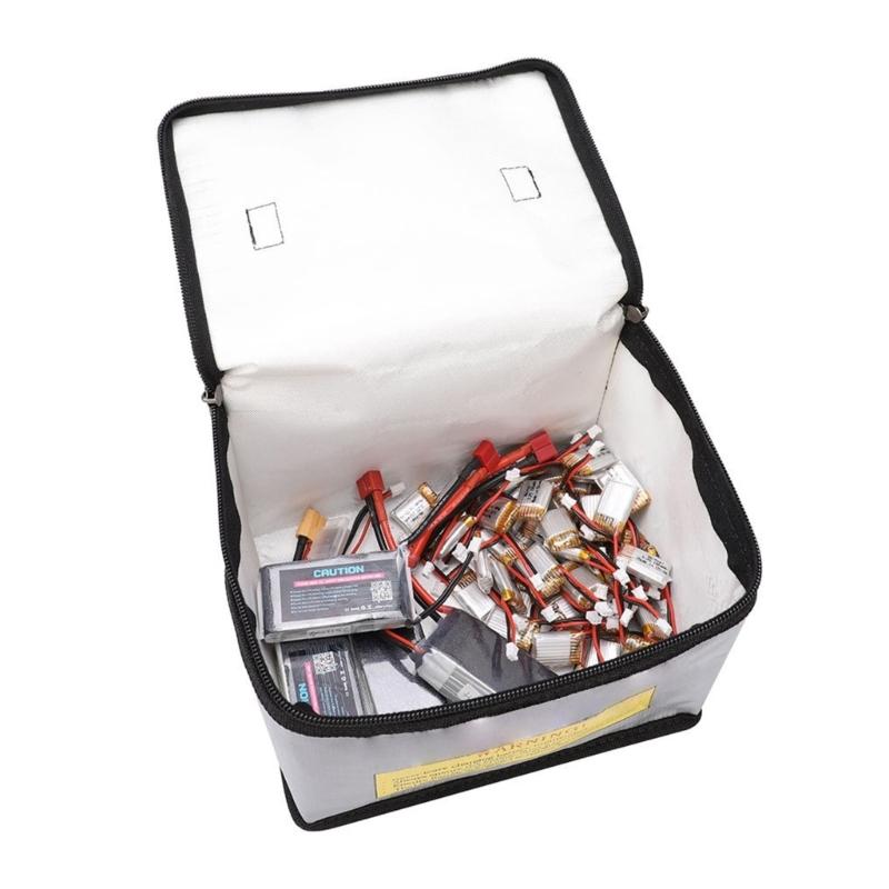 Fire Resistant Battery Organizer Pouch Carrying Handle Zipper System Safe Storage Solution For Models
