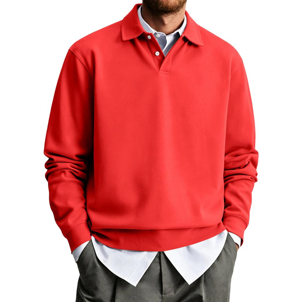 Men's Color Long Sleeve Shirt Casual Collared Top for Daily Wear