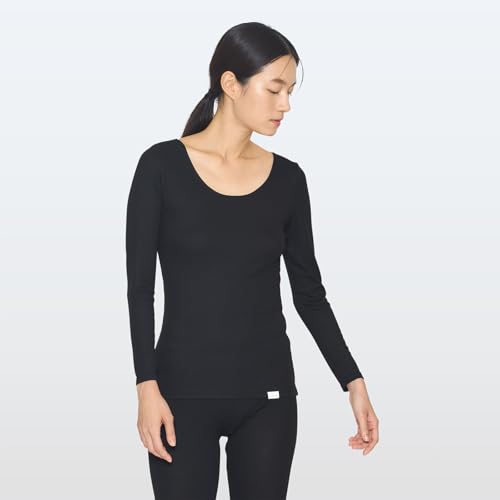 ReFa Vital Tech Moist Rib U-Neck Innerwear (Moist Rib (Long Sleeve), Beige, L)