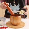 Practical Wooden Mortar and Pestle Set Old-fashioned Manual Mashing Bowl  Restaurant