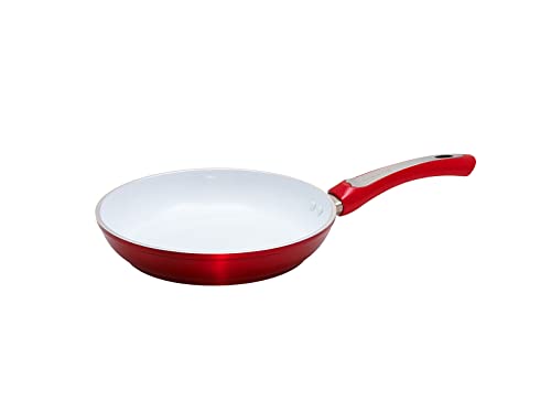 Сковорода D&S 20 см, Подходит для индукционных плит, Блестящая красная, Двухслойное керамическое покрытие, Антипригарная, Дно толщиной 5 мм, DSSH20-WHRE