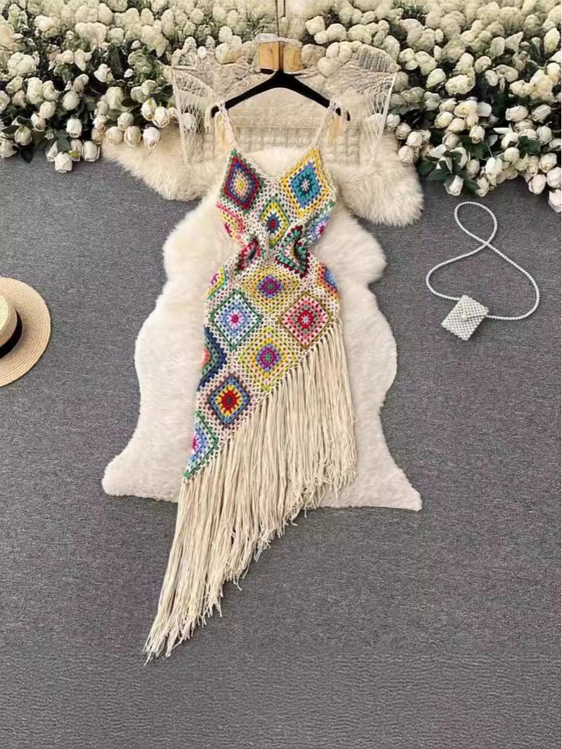 

Платье с кисточками и бретельками в стиле бохо для женщин One Size