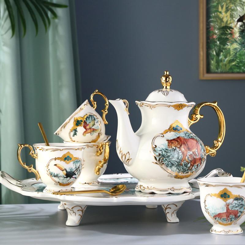 English Complete Set Of Coffee Set Creative Household Flower Tea Afternoon Tea Ceramic Tea Set Coffee Cup Saucer