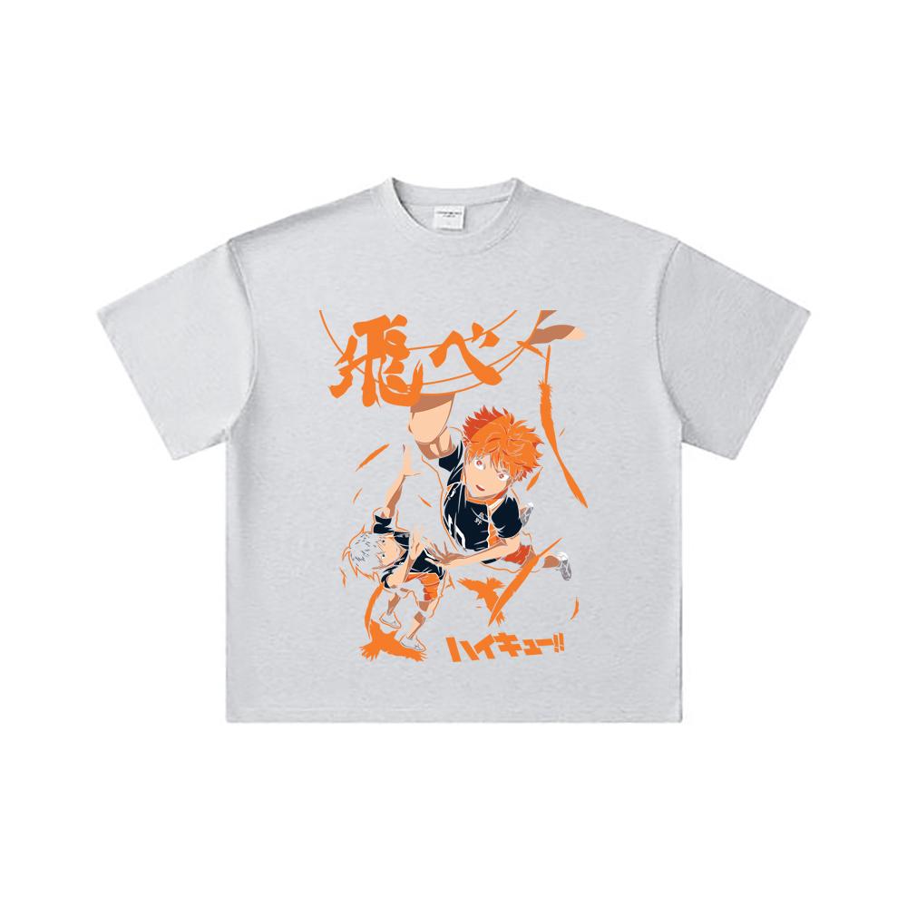 260 GSM Double Yarn 32 Count 100% Cotton Haikyuu V10 Hinata Tobio Print Unisex Heavy Cotton T Shirt