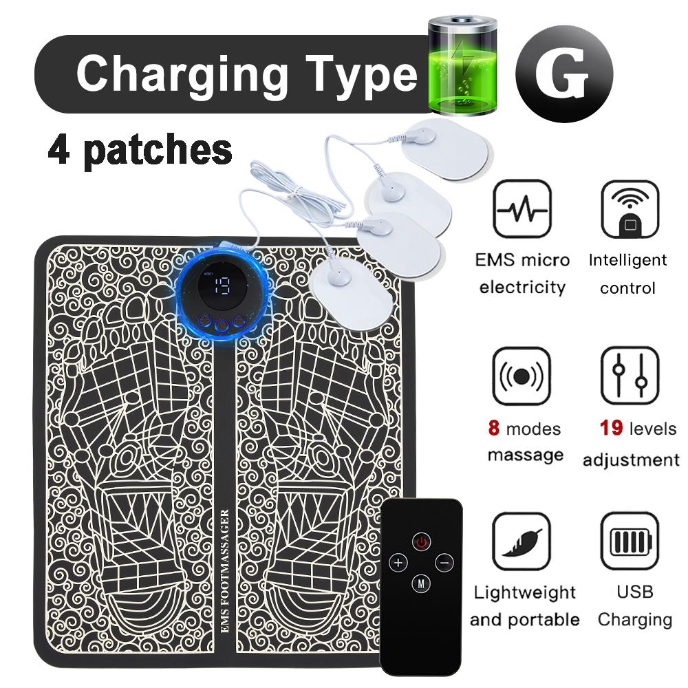 EMS Electric Foot MassagingTool Mat Tens Muscle Stimulator Folding Foot Cushion Pad Pulse Acupuncture Pain Painrelief Blood Circulation