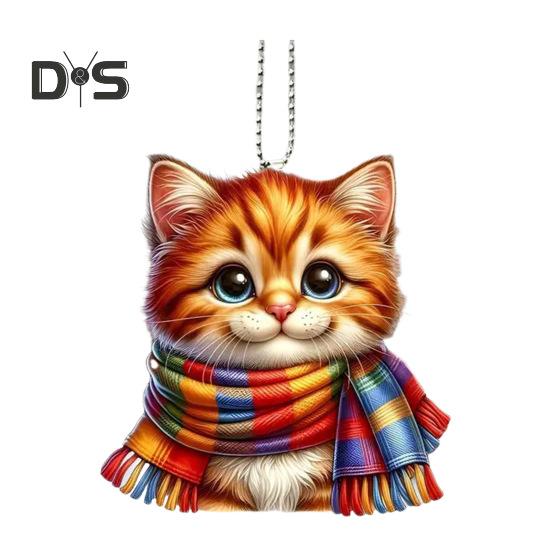 

Подвеска в виде кота, акриловая, мини, мультяшная, кошка в шарфе, украшение в виде котенка, подвесное украшение для рождественской елки, рюкзака для автомобиля B