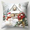 Set of 4 Christmas Throw Pillow Covers, Double-Sided Printed Xmas Cushion Cases with Snowman, Santa, Reindeer, Gnome & House Patterns, 16/18/20 Inch S