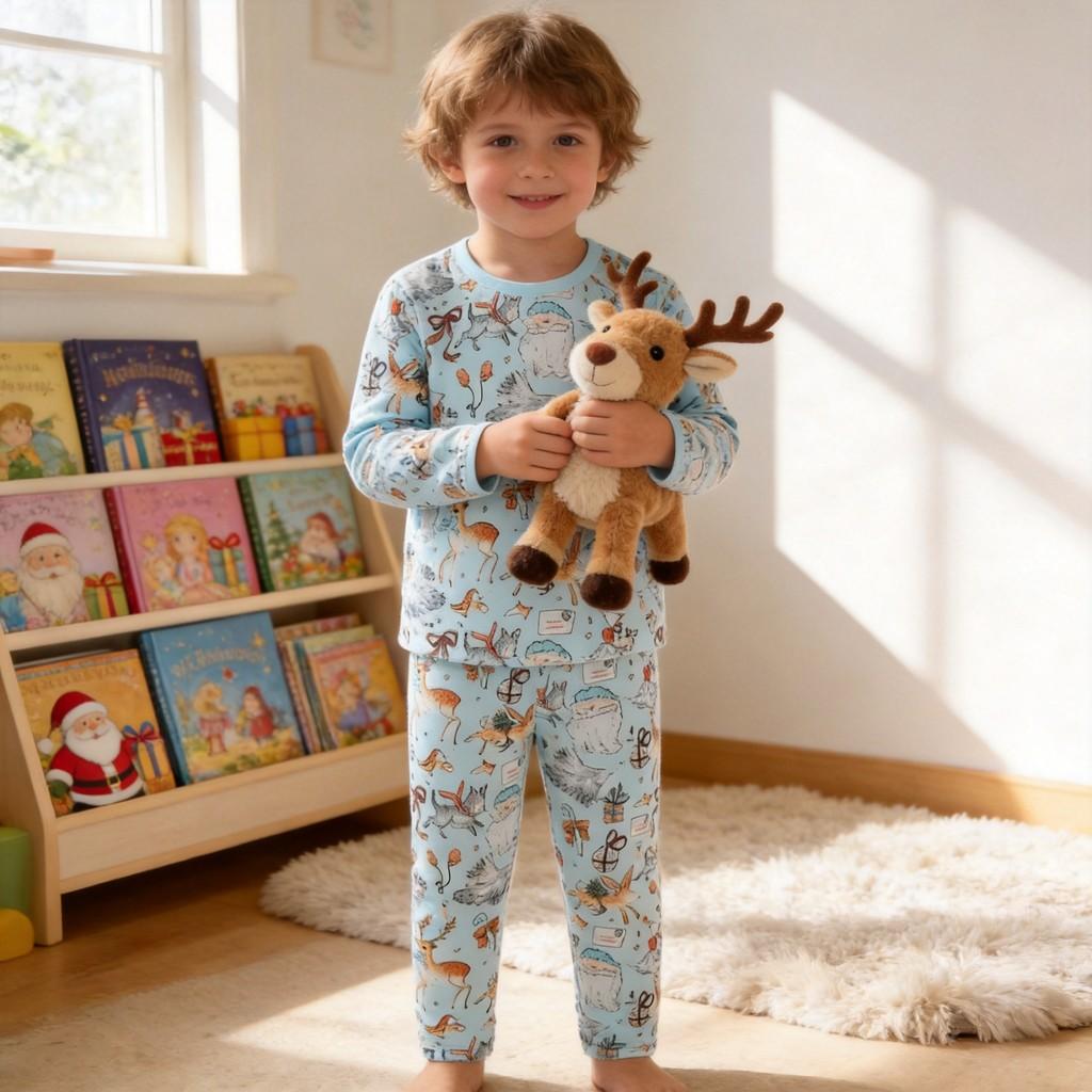 Kids Cartoon Print Sweater Set With Cotton Fabric For Children