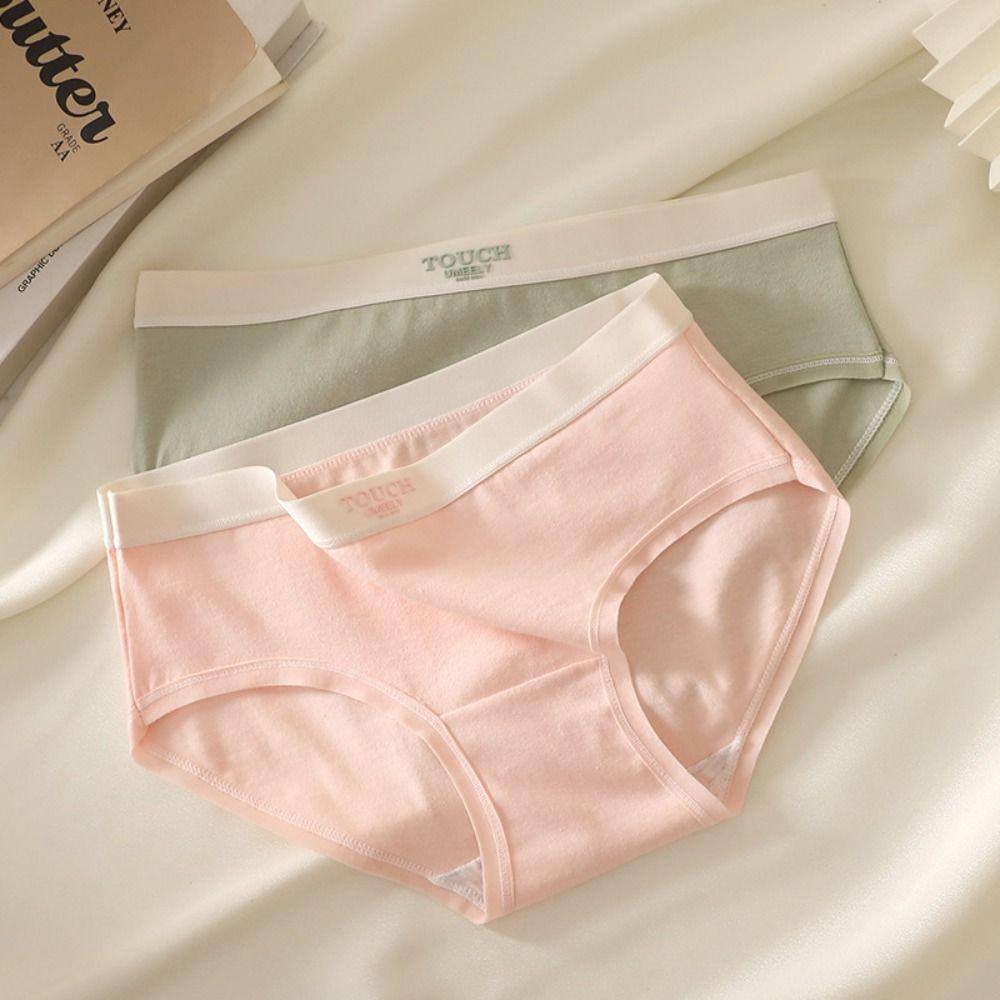 5PCS Cotton Crotch Simple Solid Briefs Thin Women's Underpants Sweet Mid Waist Panties  Gifts