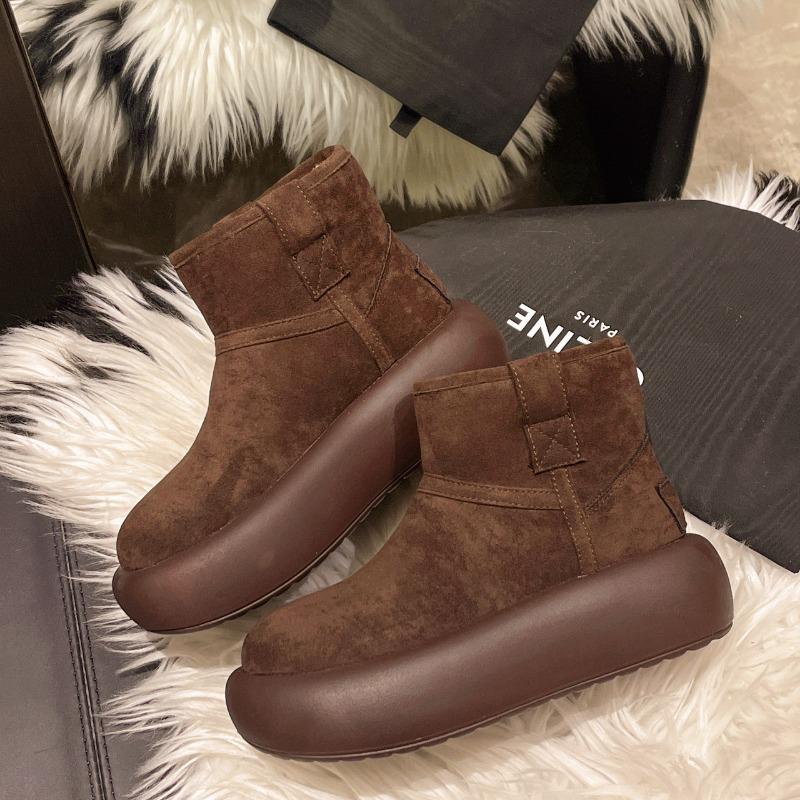 Winter platform snow boots women's new fashion warm low tube large cotton shoes velvet short boots bread shoes