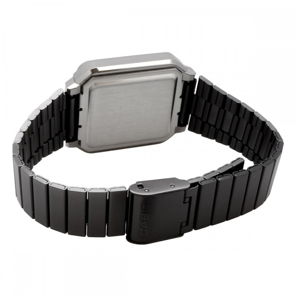 Casio Montre numérique CASIO Vintage Series A120WEGG-1B unisexe avec bracelet en métal gris foncé métallisé modèle outre-mer