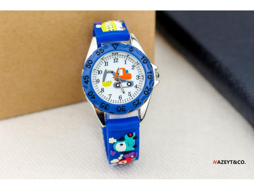 Korean 3D Cute Excavator & Go-Kart Quartz Watch for Boys - Silicone Strap