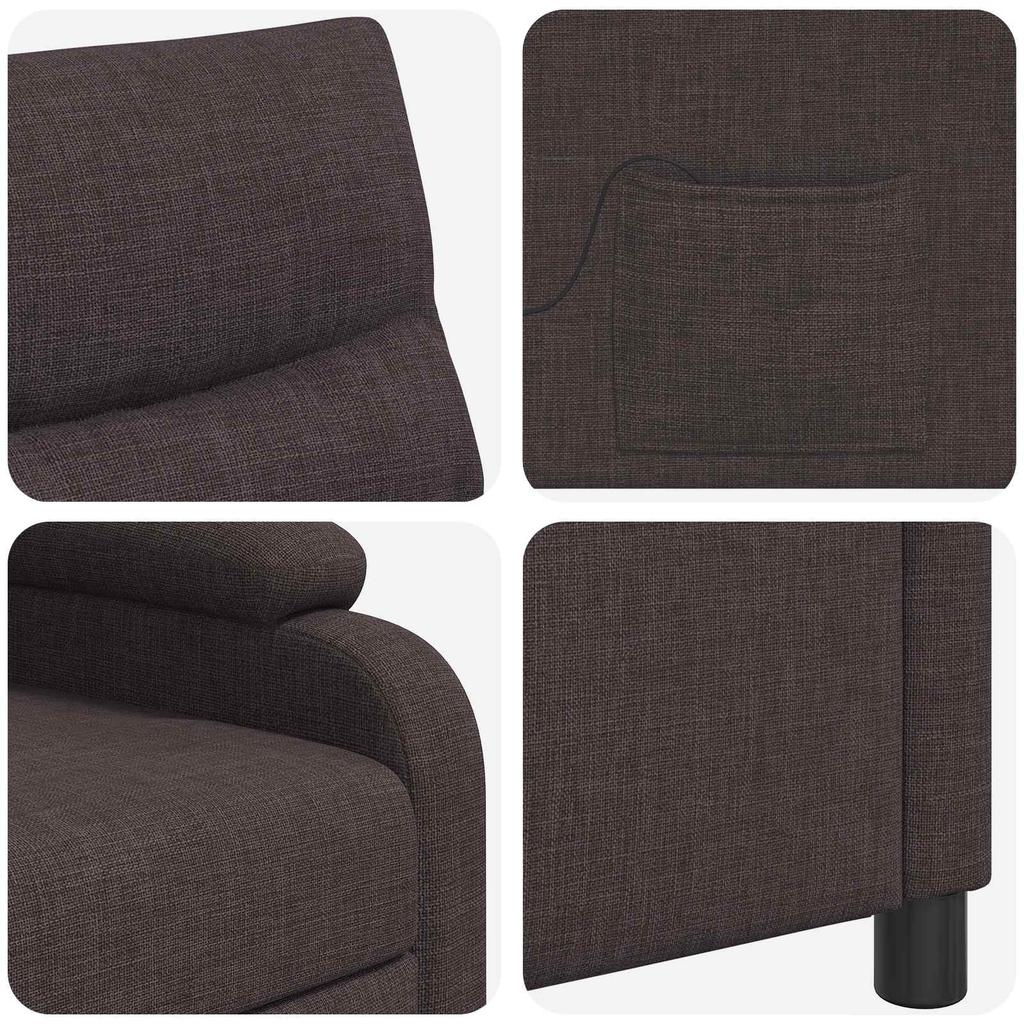 Massage Relax Chair Dark Brown Fabric